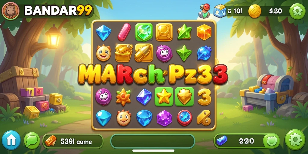 Tangkapan layar gameplay BANDAR99 yang menampilkan aksi Match-3 seru.