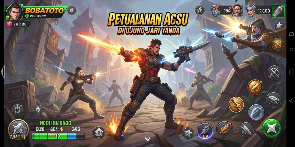 Screenshot gameplay BOBATOTO menampilkan aksi seru dan karakter yang dinamis.
