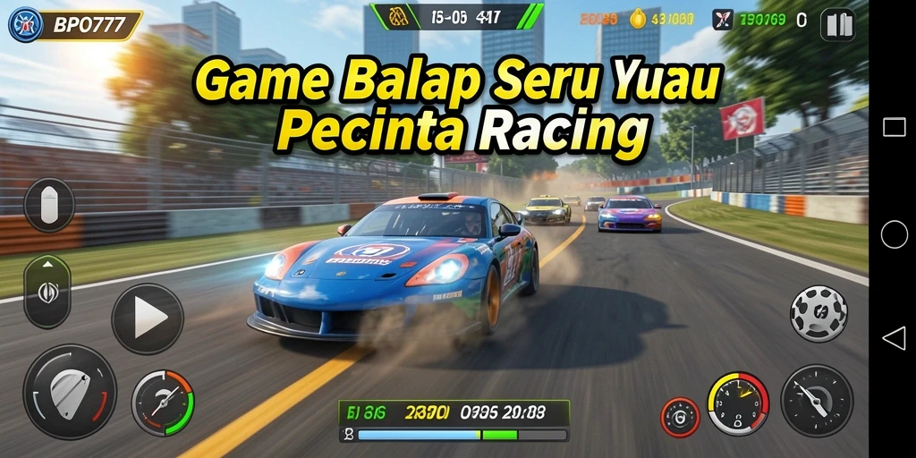 Gameplay BPO777 yang menampilkan aksi balap yang memukau dan mobil beragam.