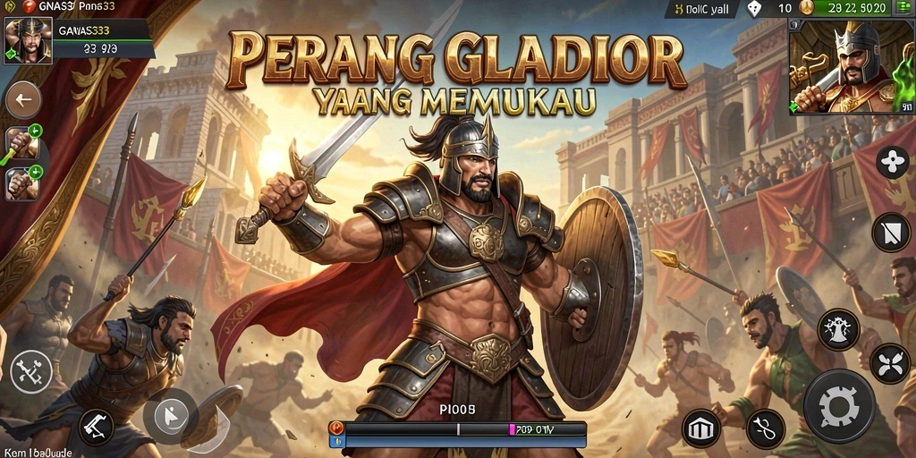 Tampilan screenshot GANAS33 menunjukkan pertarungan seru antara karakter di arena.