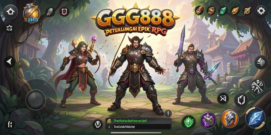 Screenshot GGG888 menampilkan aksi pertempuran seru dalam RPG.