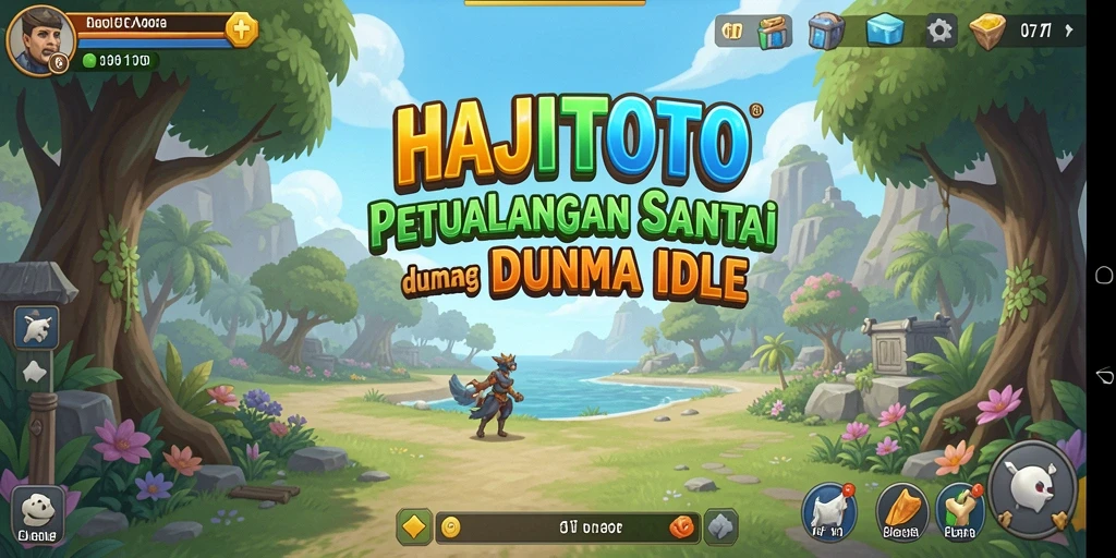 Screenshot menunjukkan karakter menjelajahi dunia penuh warna dalam gameplay Idle.