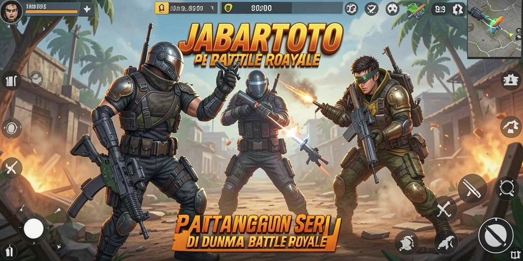 Tangkapan layar JABARTOTO menampilkan aksi seru dalam permainan Battle Royale.