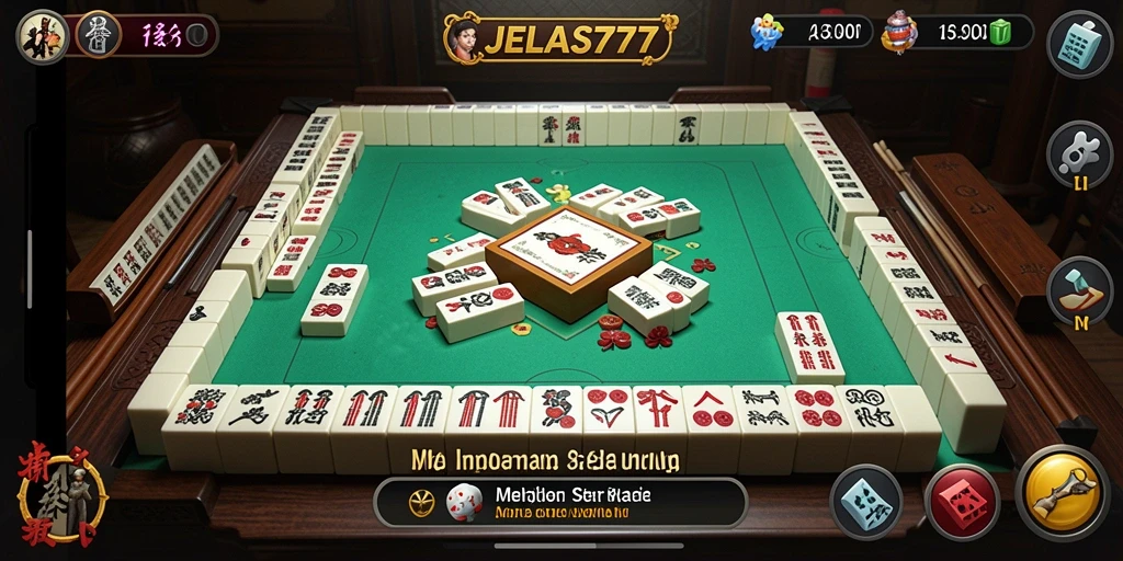 Tampilan gameplay Mahjong yang seru dalam JELAS777.