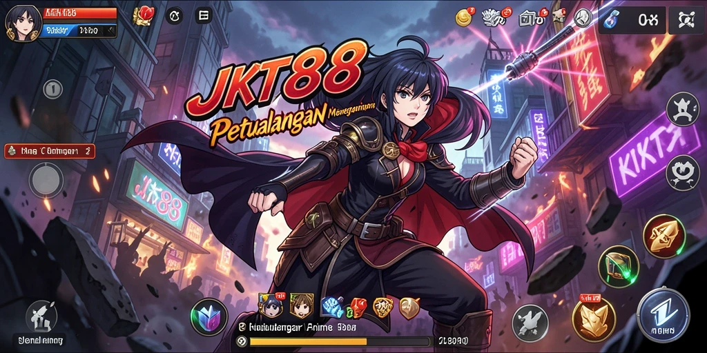 Tampilan screenshot JKT88 menampilkan pertarungan karakter anime yang mendebarkan.