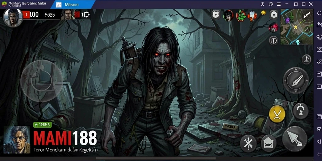 Tampilan gameplay menegangkan dari MAMI188 dengan suasana horor yang kental.