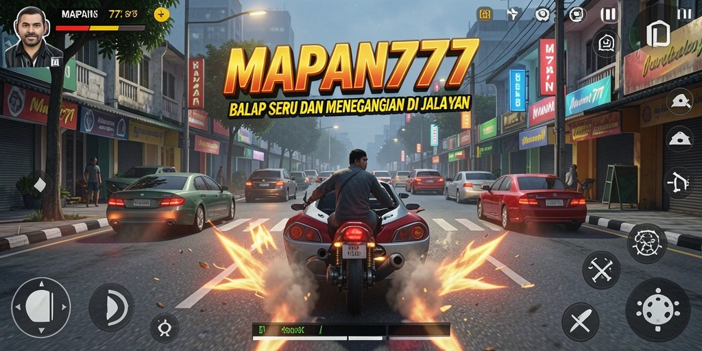 Screenshot utama MAPAN777 dengan tampilan gameplay Racing yang mendebarkan.