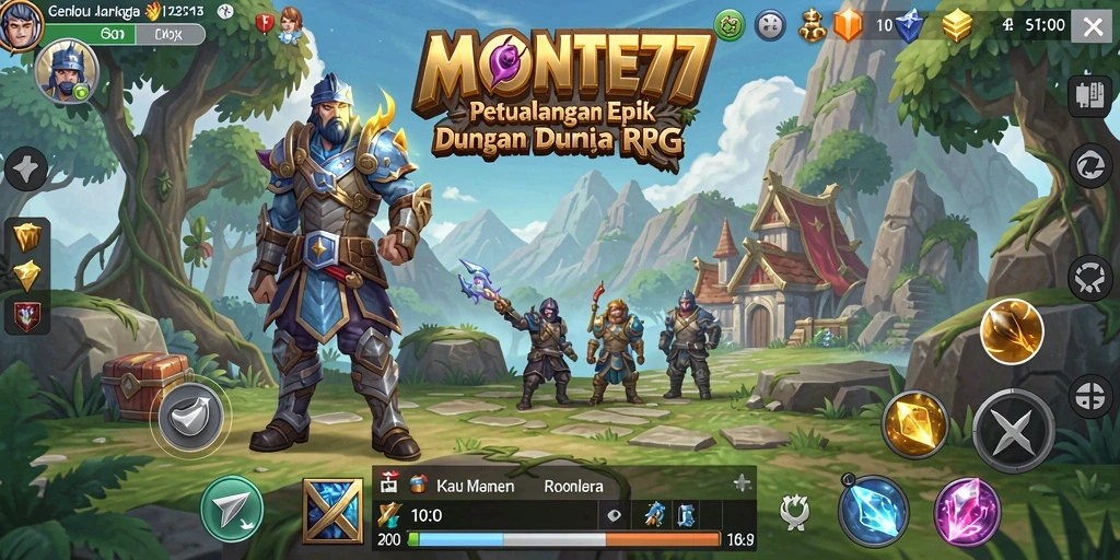 Screenshot MONTE77 menampilkan pertarungan seru dalam dunia RPG.