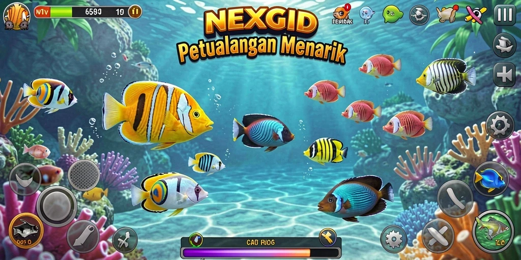 Tampilan menarik dari gameplay NEXGID saat menembak ikan.