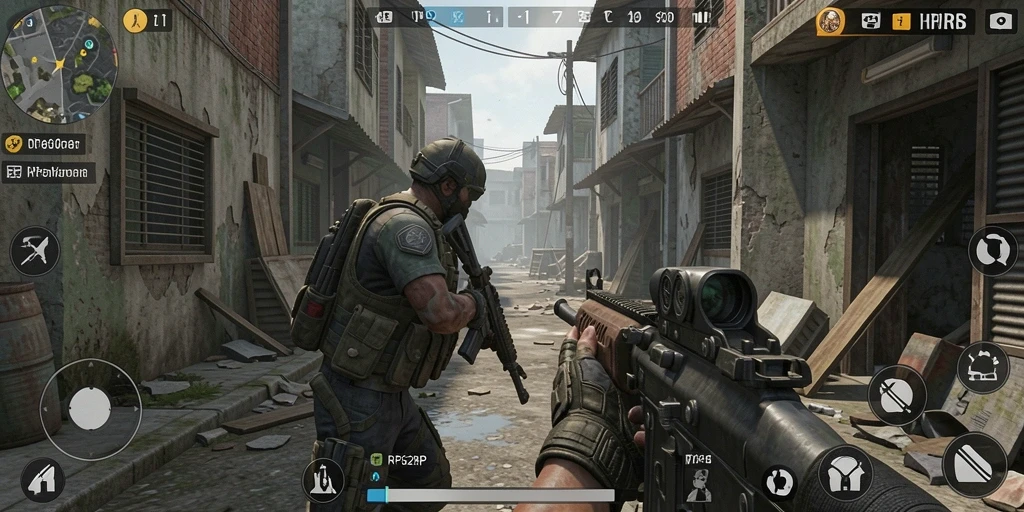 Screenshot menunjukkan momen aksi dalam gameplay TPS yang menegangkan.