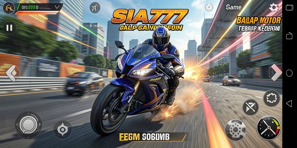 Tampilan utama gameplay SIA777 dengan balapan motor yang mendebarkan.