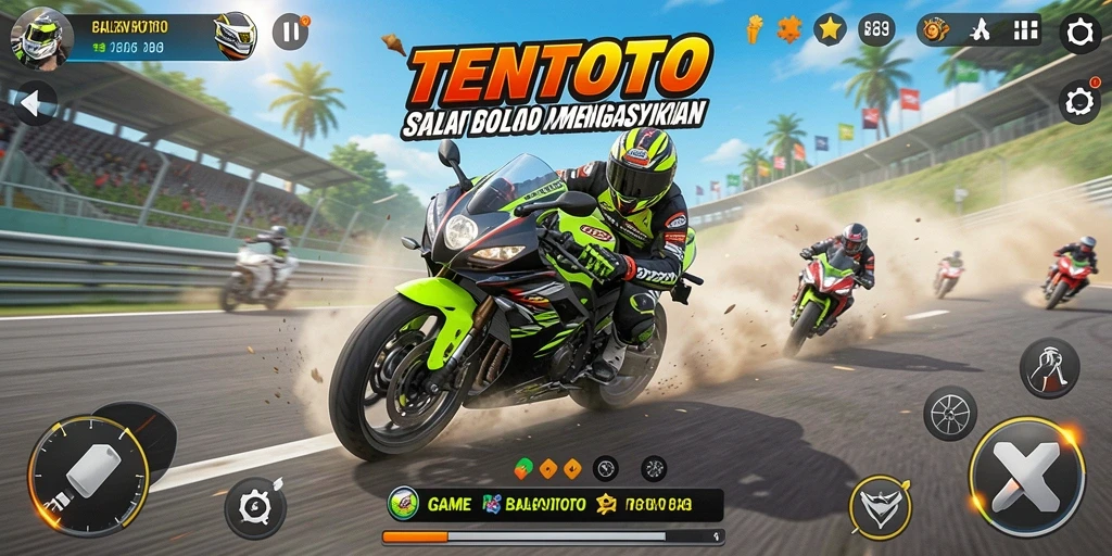 Gameplay seru TENTOTO dengan aksi balap motor yang menegangkan.