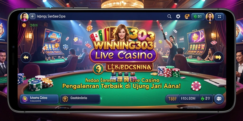 Tampilan gameplay Live Casino di WINNING303 dengan dealer langsung.